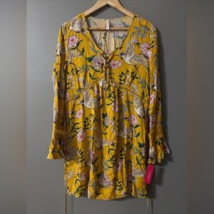 Xhilarations dress (Target) NWT mustard floral size medium
